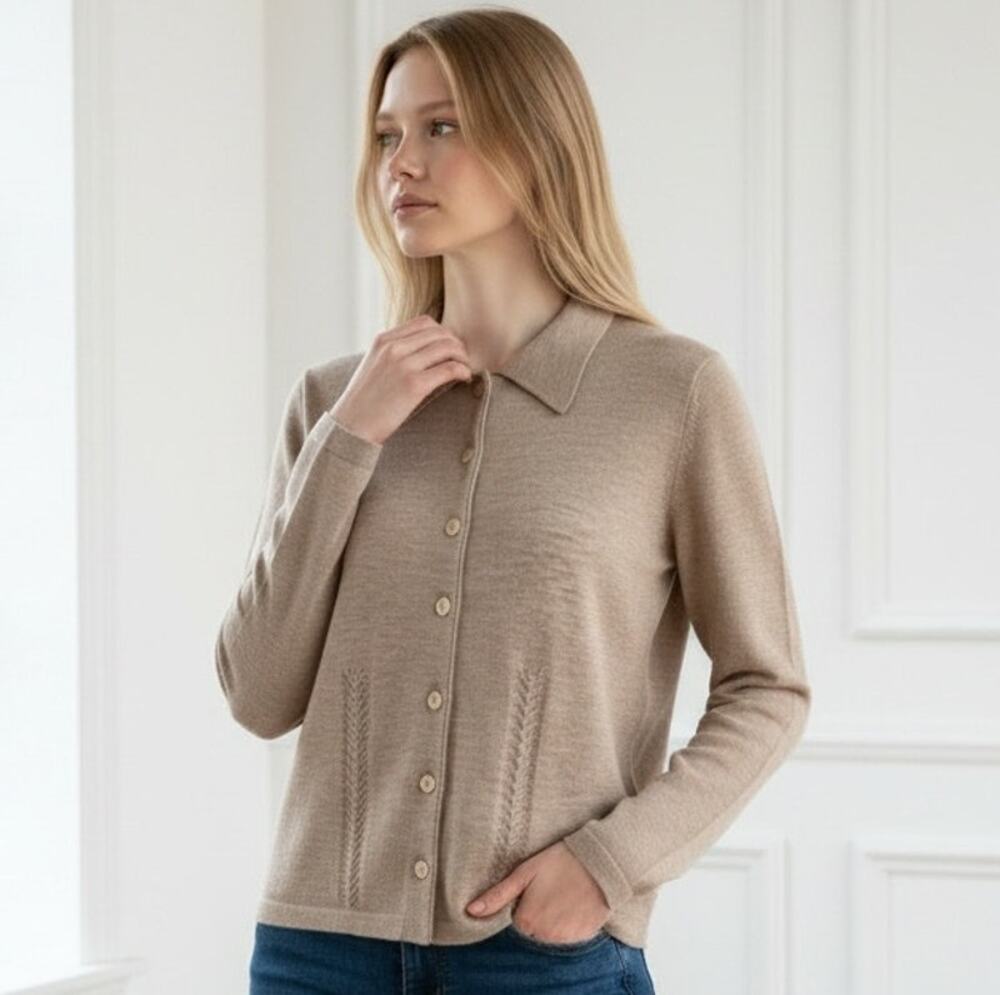 Vintage Laura Ashley 100% Wool Cardigan Sweater Jacket US 10 Made in England
